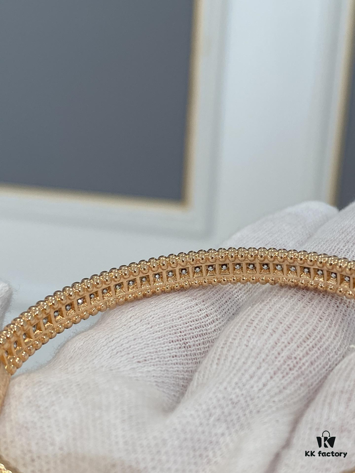 692fc2f399f2d84055c885a8 New VCA Four-Leaf Clover Perlee Beaded Bracelet, Single Row Diamond Bracelet, Classic Stacking Design, Vintage and Exquisite