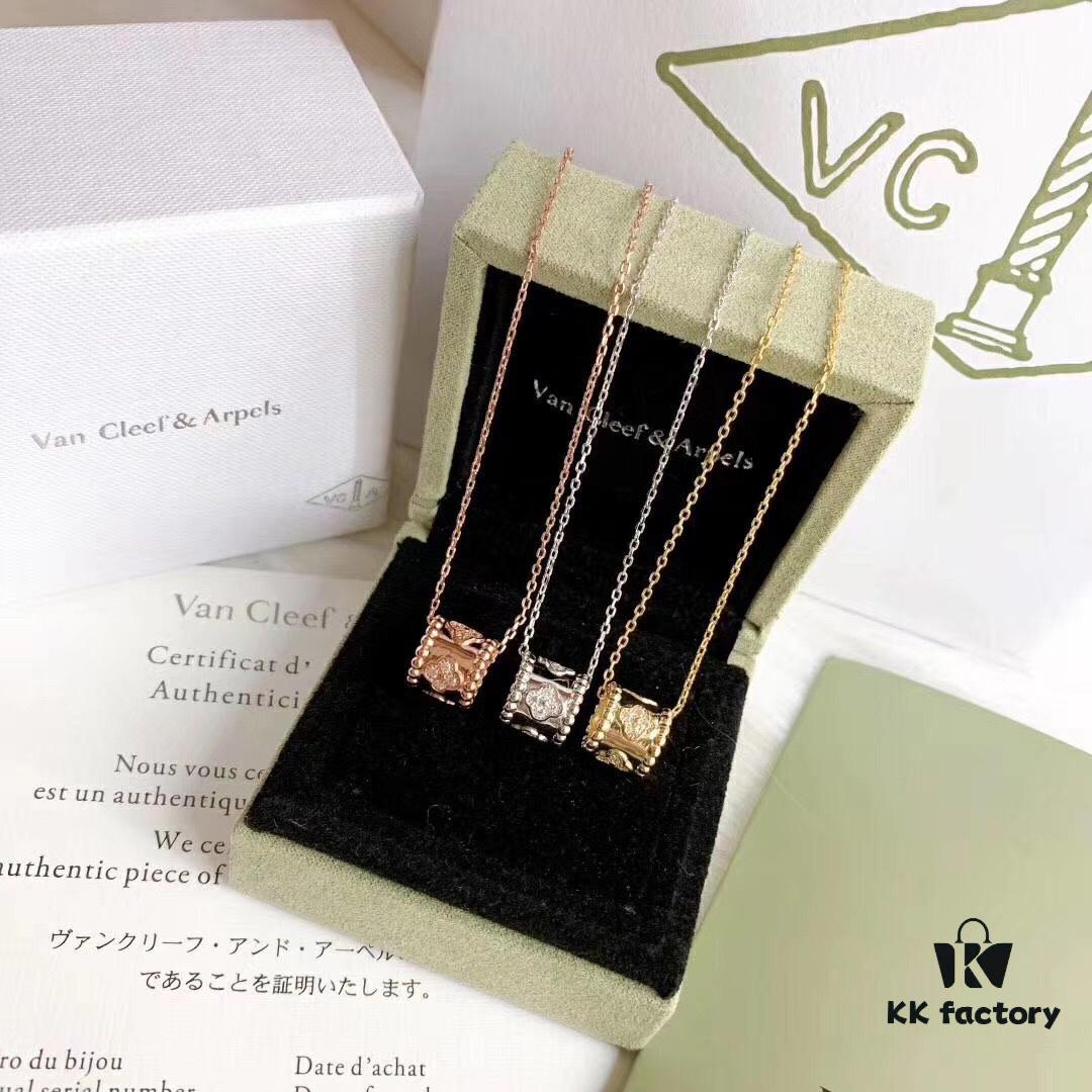 692fc2fb99f2d84055c885b7 Van Cleef & Arpels-inspired Kaleidoscope Necklace, Custom Plated 18K Gold with Zirconia, Italian Imported Chain, Three Color Options Available