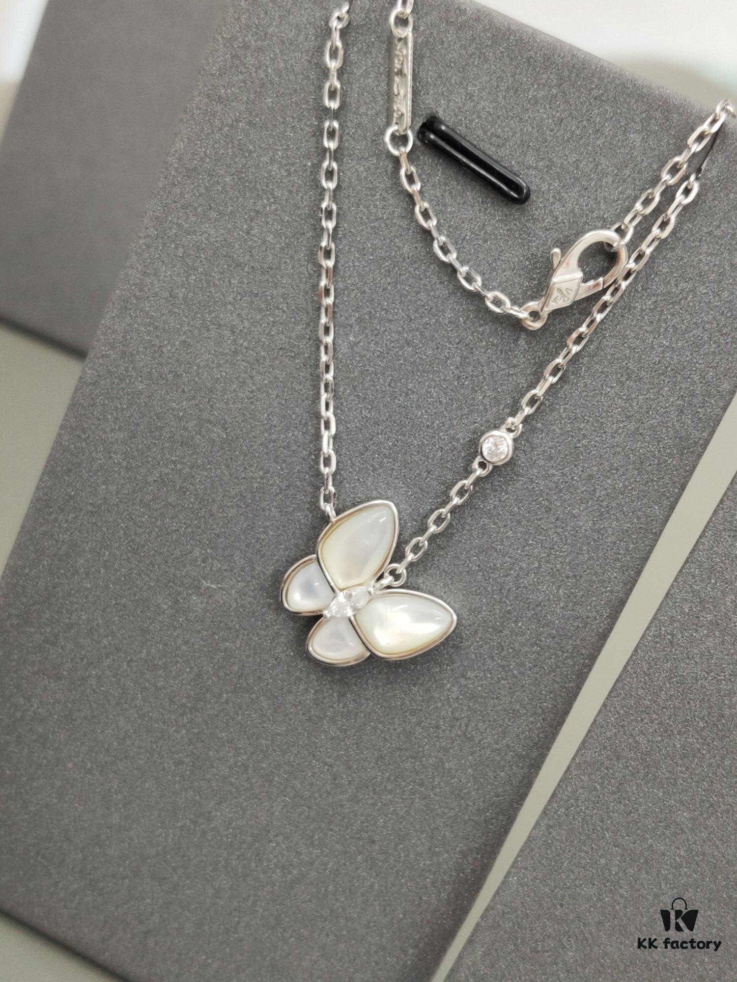 692fc30799f2d84055c885c8 VCA 3D Butterfly White Mother-of-Pearl Pendant Necklace, Classic Jewelry-Grade Design
