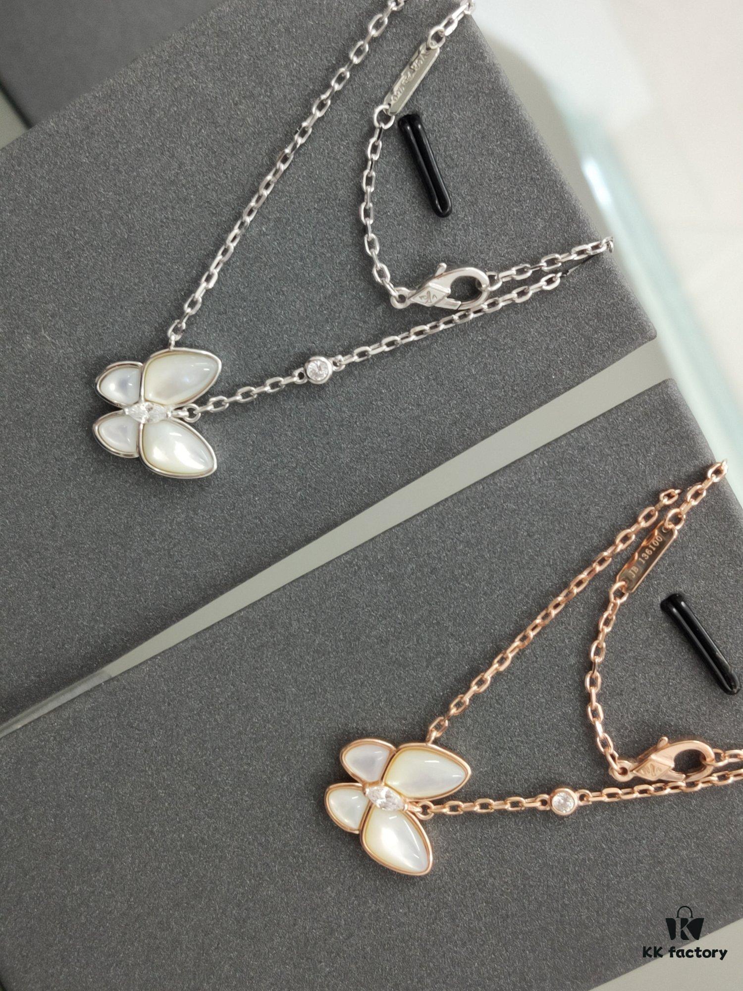 692fc30a99f2d84055c885cb VCA 3D Butterfly White Mother-of-Pearl Pendant Necklace, Classic Jewelry-Grade Design