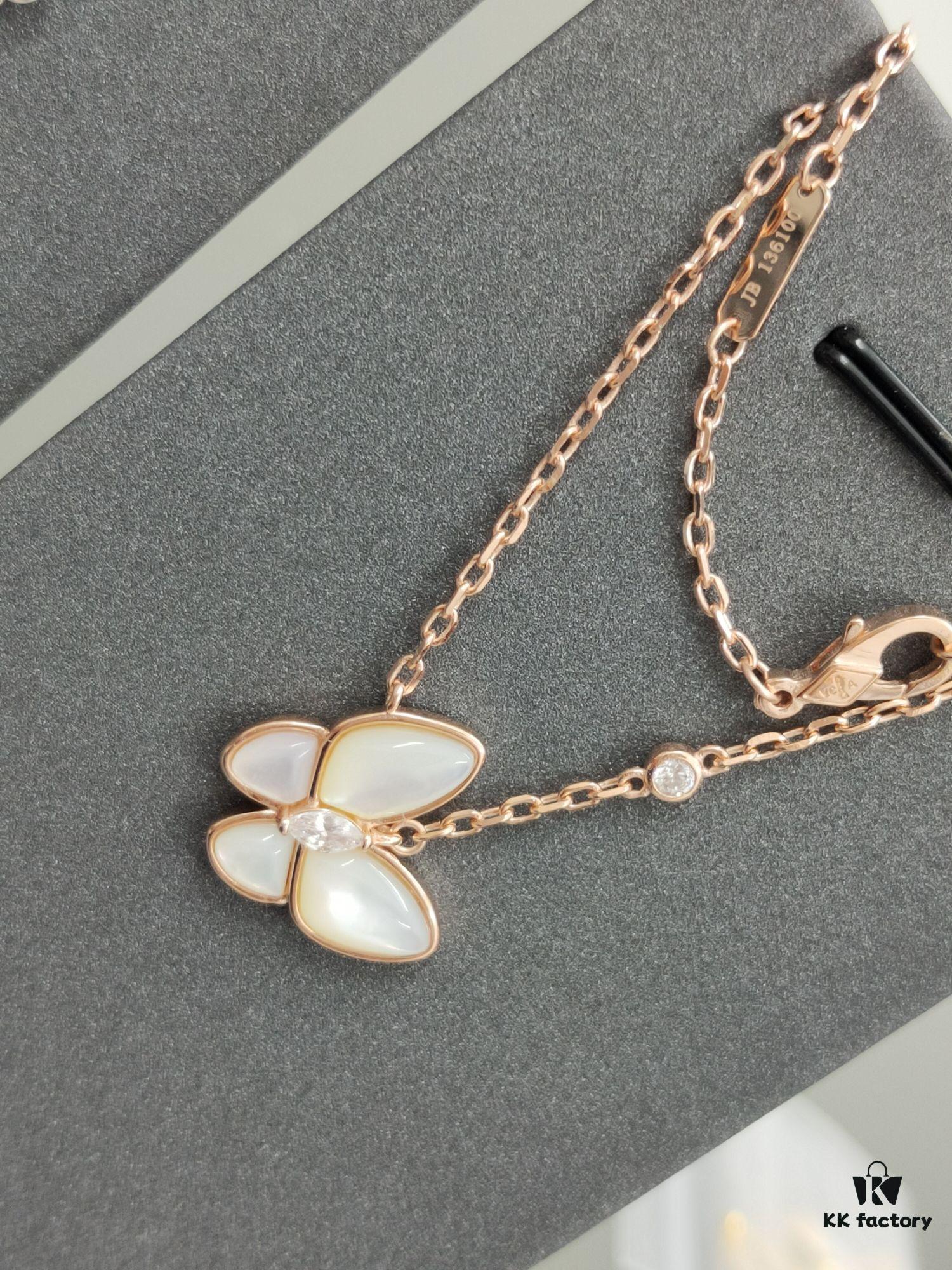 692fc30b99f2d84055c885cc VCA 3D Butterfly White Mother-of-Pearl Pendant Necklace, Classic Jewelry-Grade Design