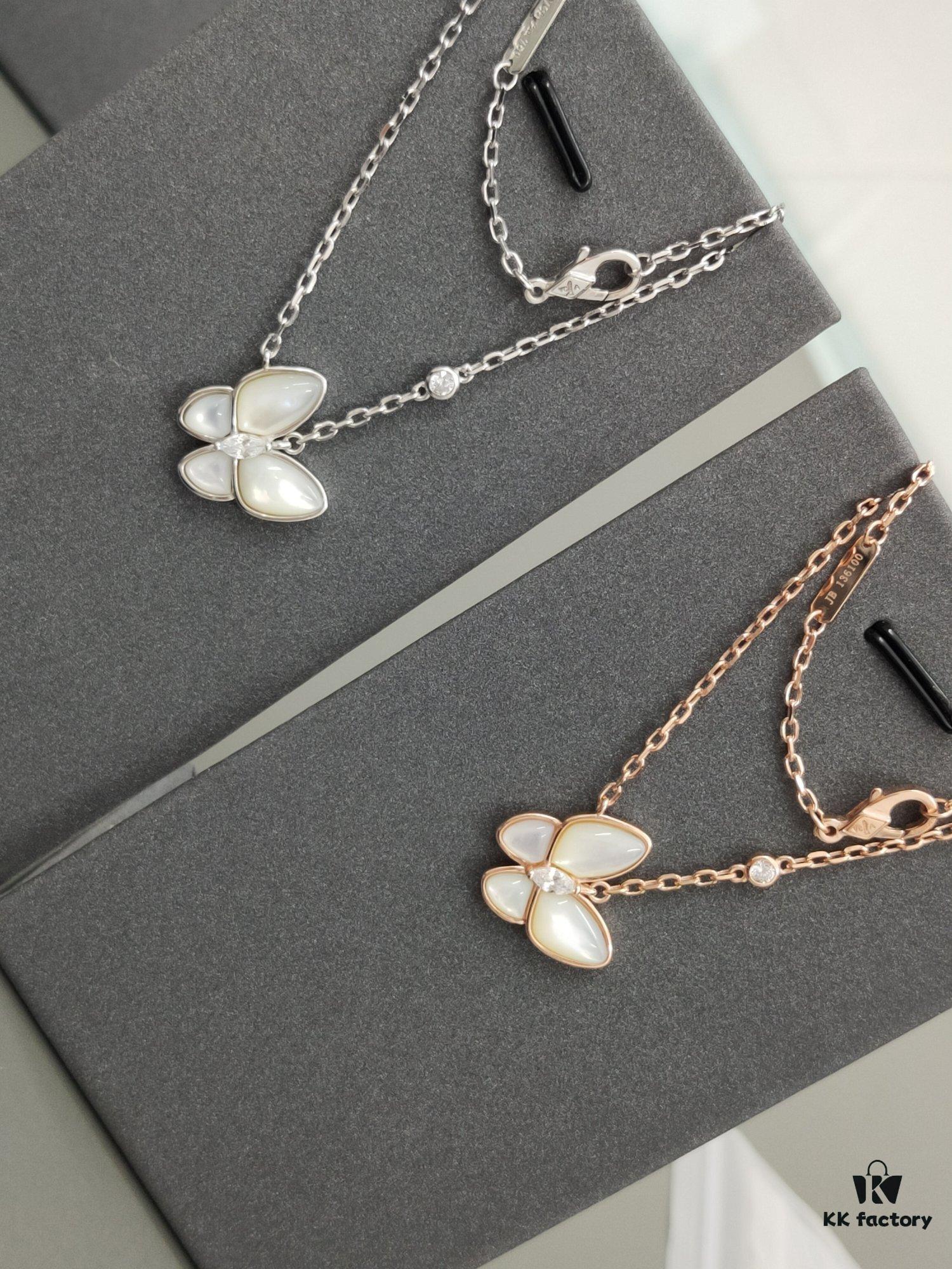 692fc30b99f2d84055c885cd VCA 3D Butterfly White Mother-of-Pearl Pendant Necklace, Classic Jewelry-Grade Design
