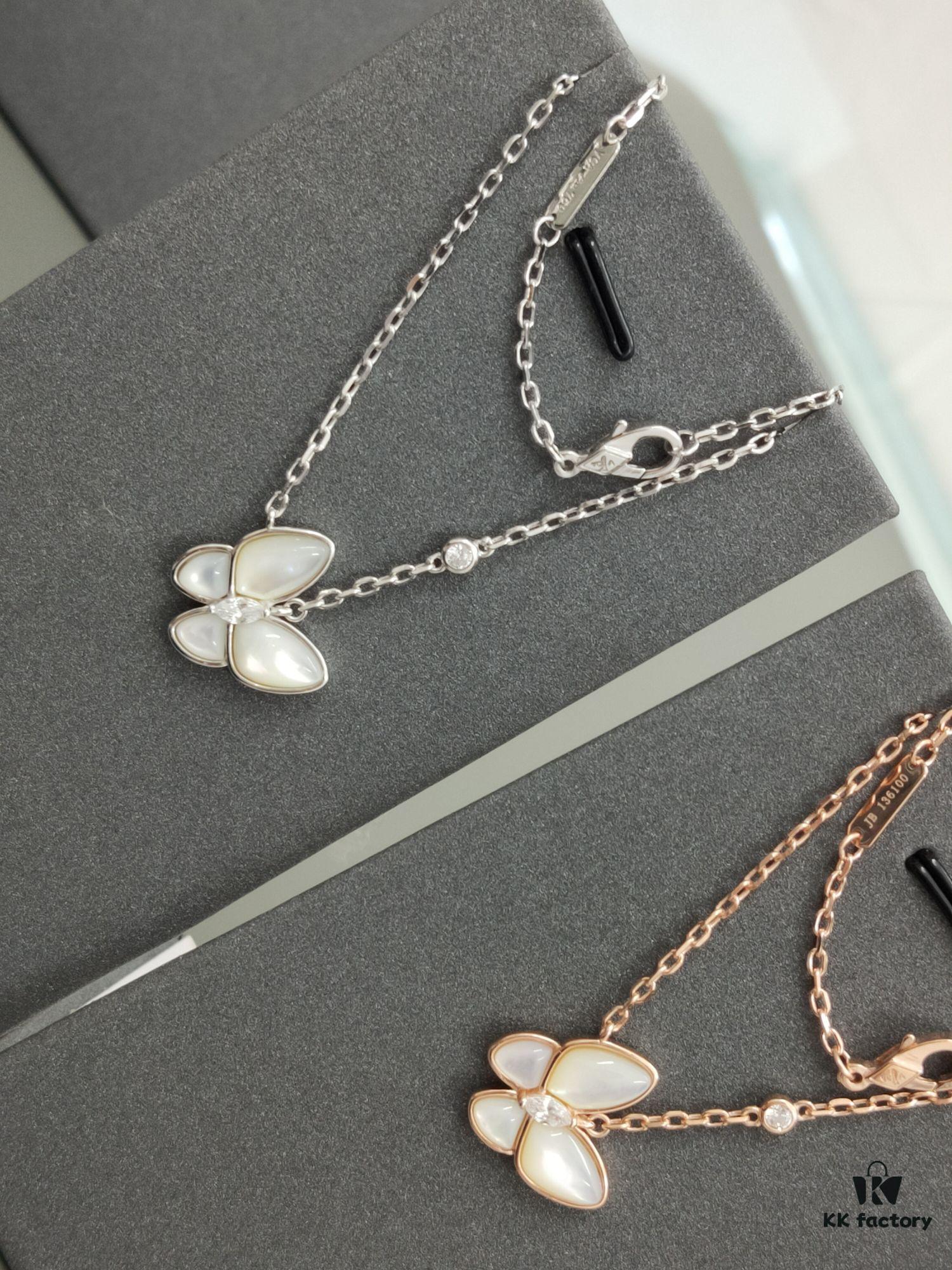 692fc30e99f2d84055c885d1 VCA 3D Butterfly White Mother-of-Pearl Pendant Necklace, Classic Jewelry-Grade Design