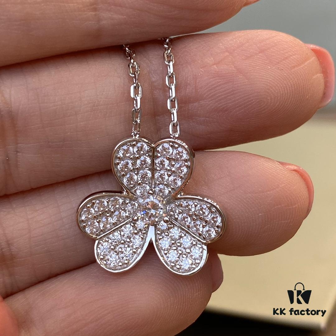 692fc31799f2d84055c885da VCA Clover Necklace, Delicate Feminine Style Collarbone Necklace, Silver Only, ZP Custom Edition