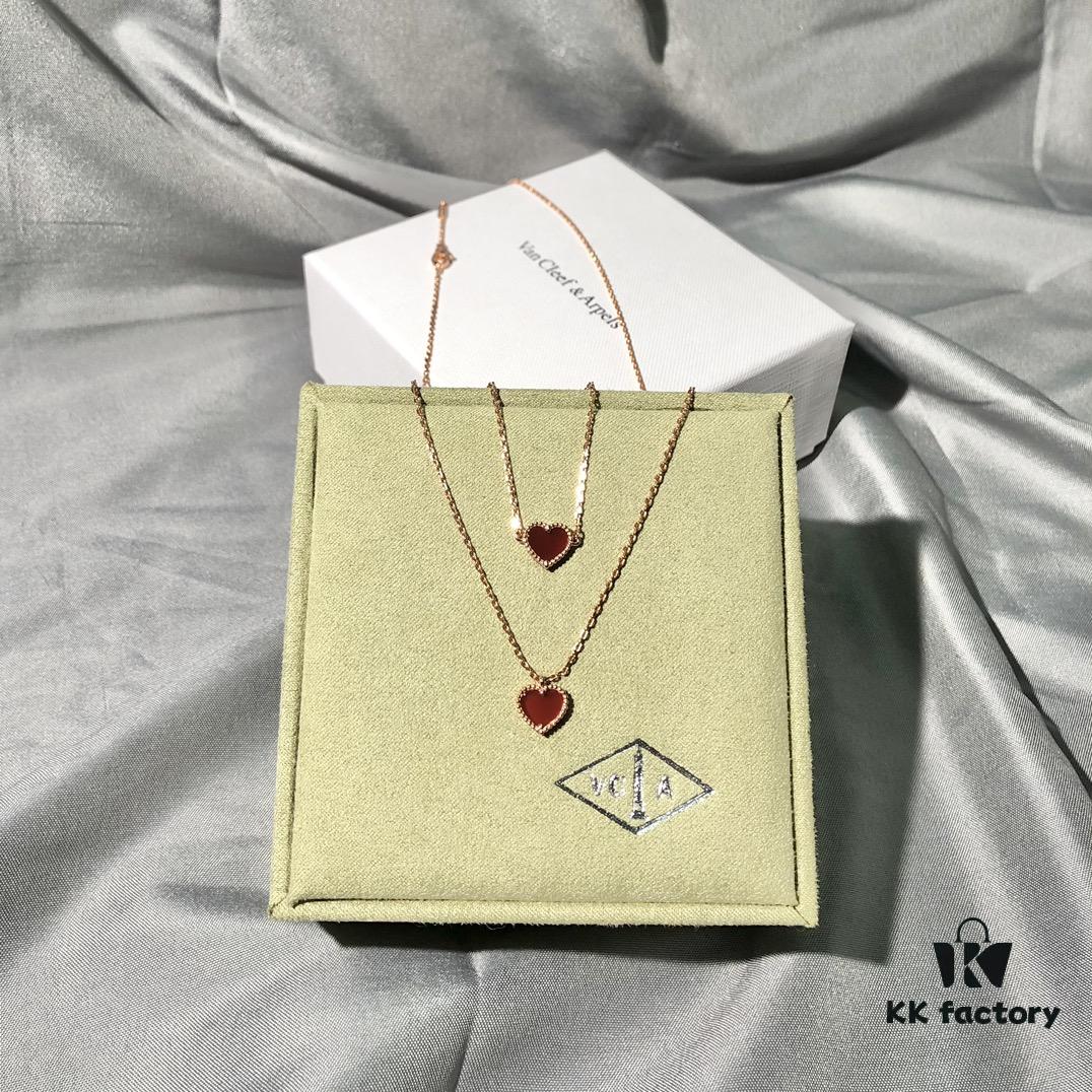 692fc32899f2d84055c885f6 Rose Gold Combo: Red Carnelian Heart Bracelet and Necklace