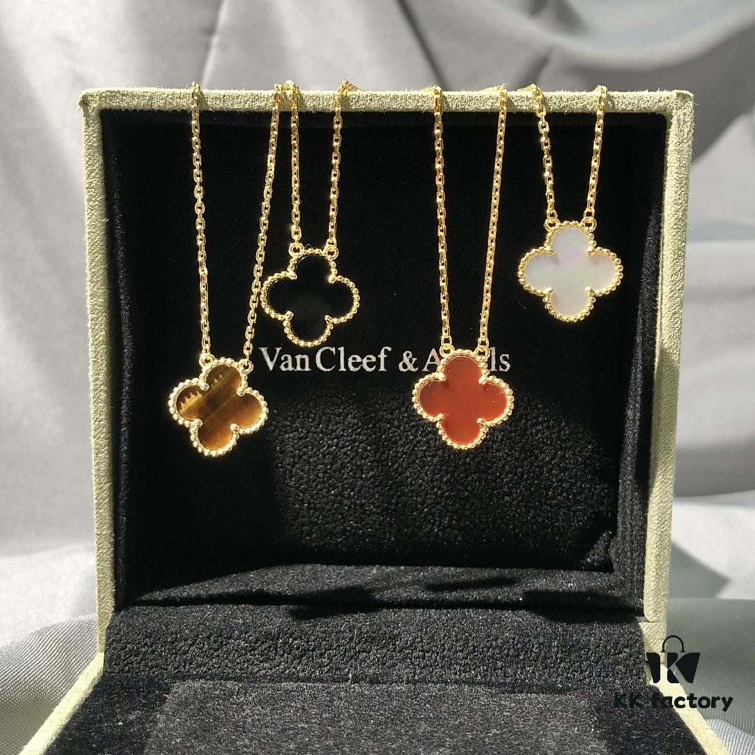 Necklace · Gold Series: Tiger's Eye Four-Leaf Clover / White Mother-of-Pearl Four-Leaf Clover / Red Carnelian Four-Leaf Clover / Black Onyx Four-Leaf Clover