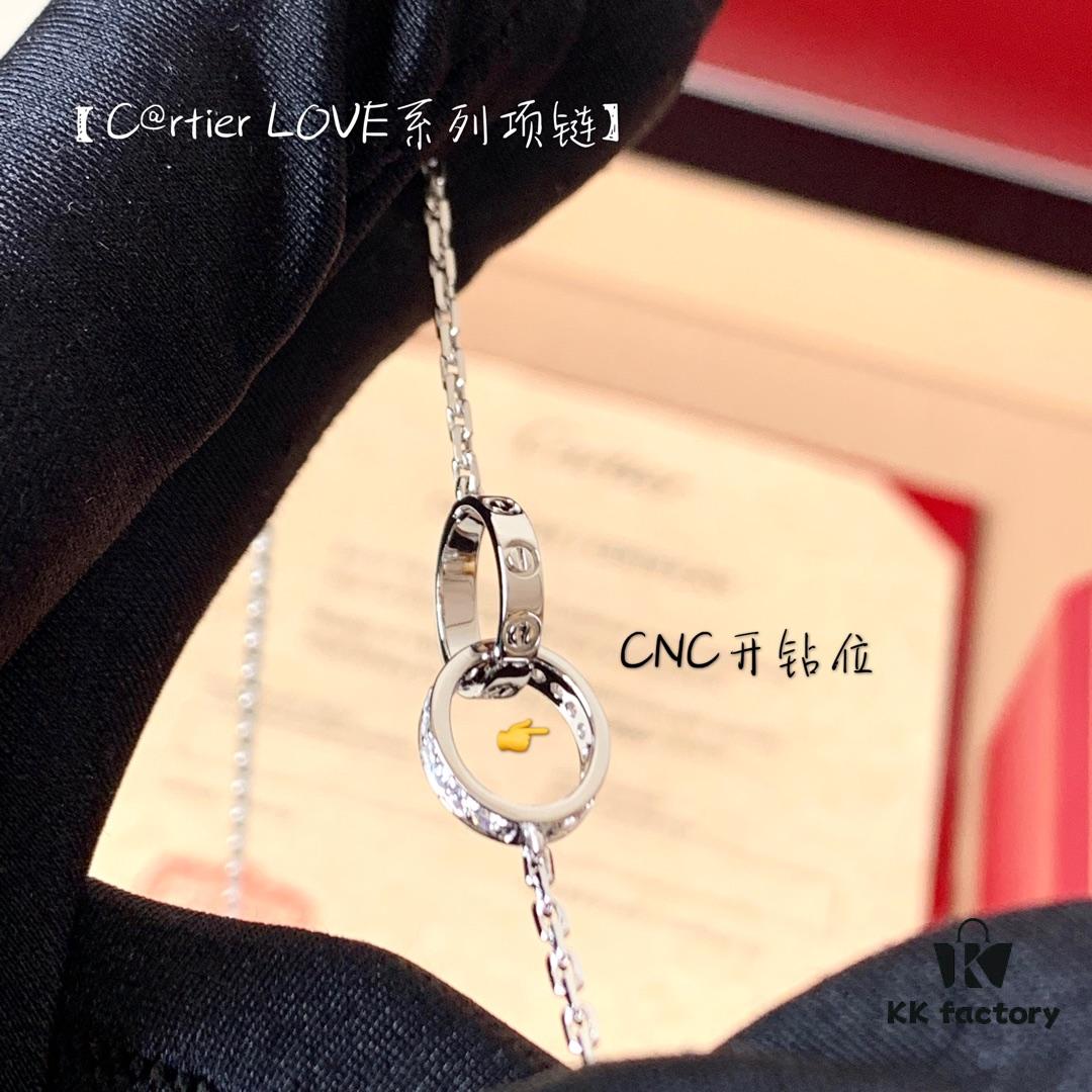 692fc37d99f2d84055c8867b Custom Crafted ZP Jewelry, Real Gold and Diamonds, Cartier Love Series Necklace in Premium Silver Version with Packaging