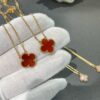 Lucky Cloverleaf with Red Carnelian! Mini Stud Earrings and Bracelet Also in Stock, Can Be Paired as a Set