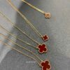 Lucky Cloverleaf with Red Carnelian! Mini Stud Earrings and Bracelet Also in Stock, Can Be Paired as a Set