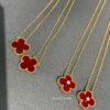 Lucky Cloverleaf with Red Carnelian! Mini Stud Earrings and Bracelet Also in Stock, Can Be Paired as a Set