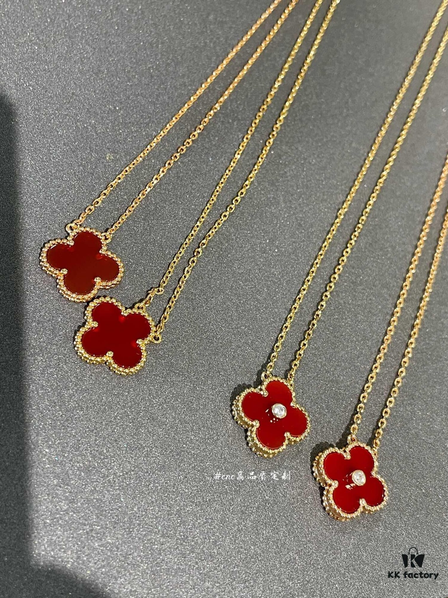 Lucky Cloverleaf with Red Carnelian! Mini Stud Earrings and Bracelet Also in Stock, Can Be Paired as a Set