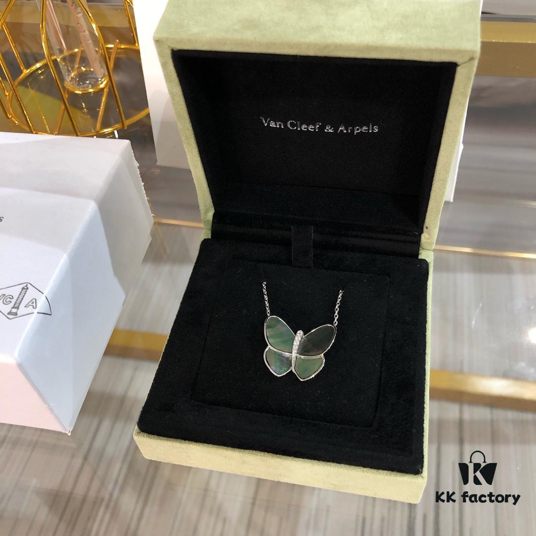 692fc38f99f2d84055c88697 VCA Large Butterfly Necklace, Exquisitely Crafted with Mother-of-Pearl and Hand-Set Diamonds