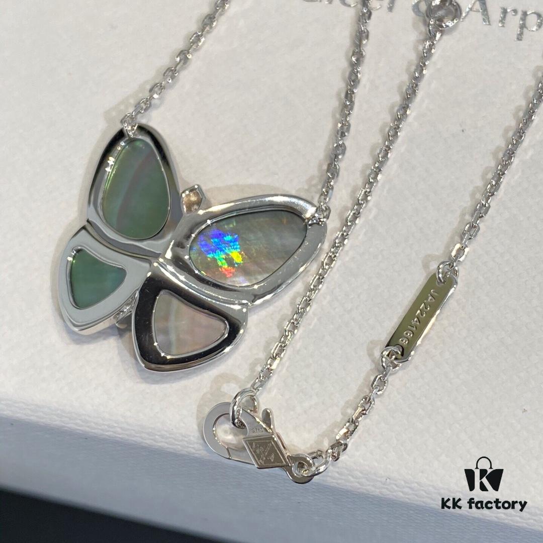 692fc39199f2d84055c8869a VCA Large Butterfly Necklace, Exquisitely Crafted with Mother-of-Pearl and Hand-Set Diamonds