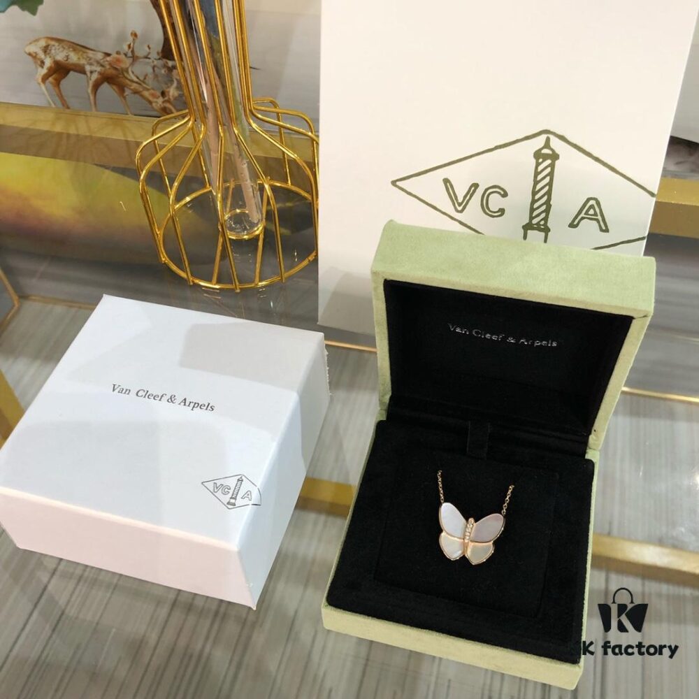 692fc39499f2d84055c8869d VCA Large Butterfly Necklace, Exquisitely Crafted with Mother-of-Pearl and Hand-Set Diamonds