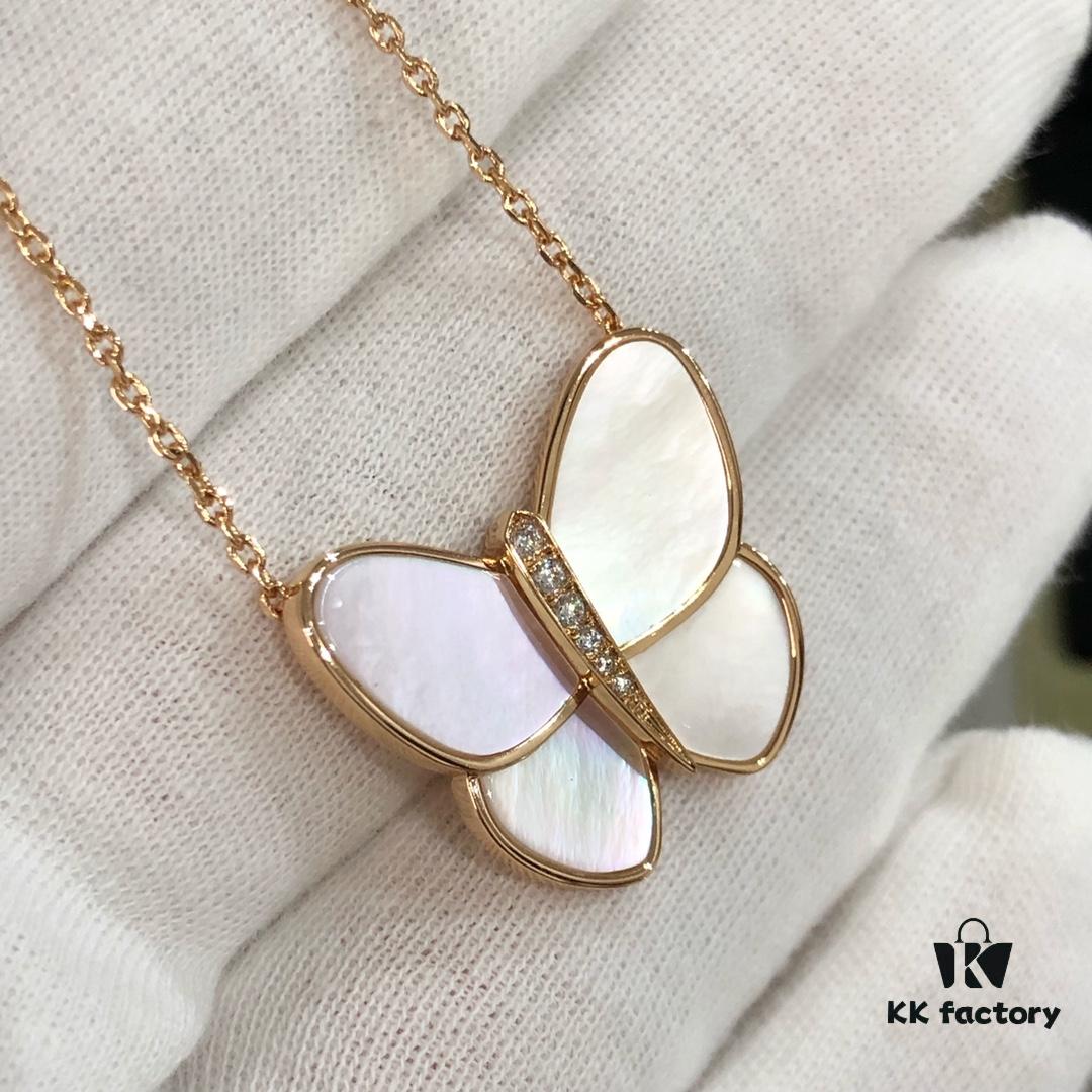 692fc39599f2d84055c8869e VCA Large Butterfly Necklace, Exquisitely Crafted with Mother-of-Pearl and Hand-Set Diamonds