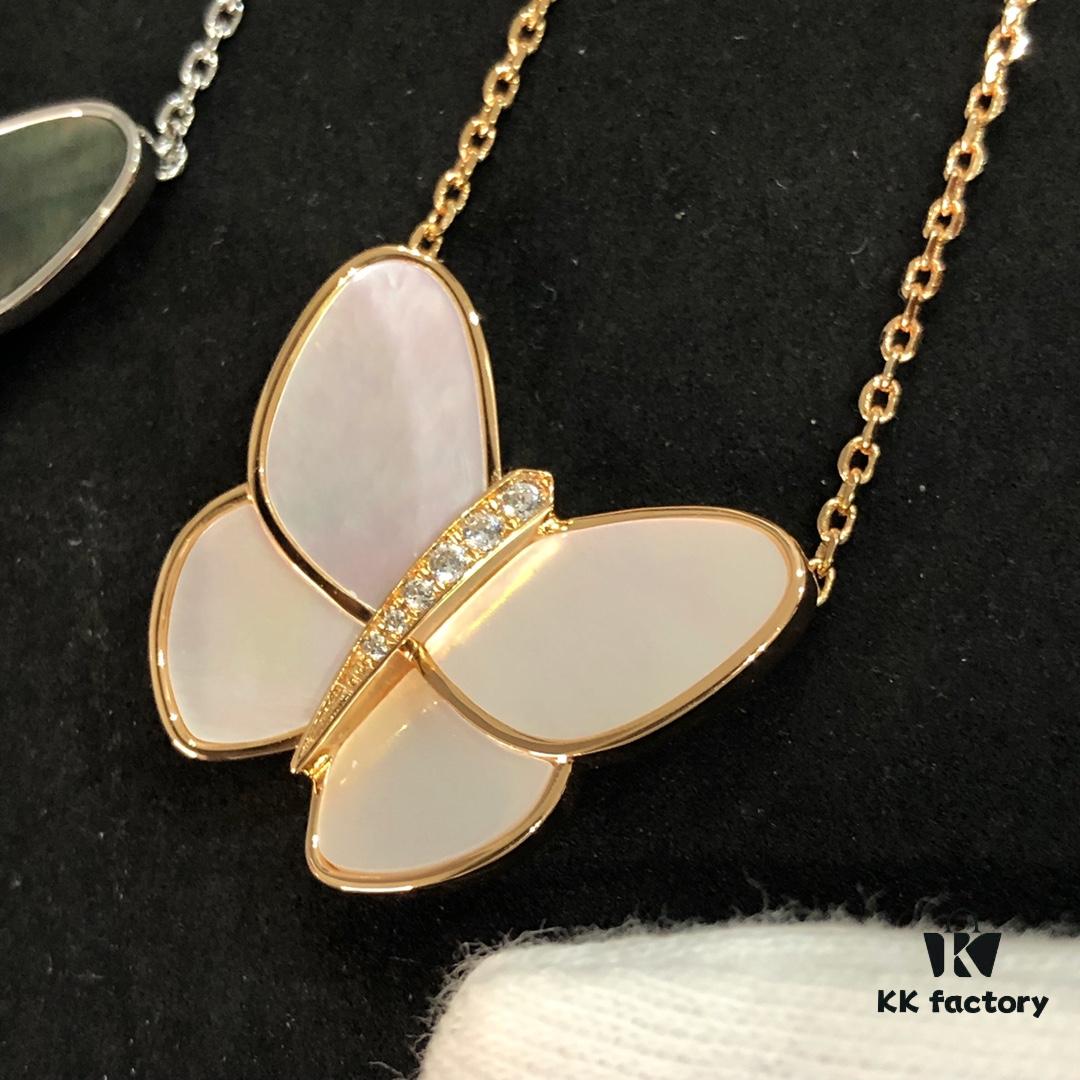 692fc39799f2d84055c886a1 VCA Large Butterfly Necklace, Exquisitely Crafted with Mother-of-Pearl and Hand-Set Diamonds