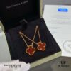 692fc39e99f2d84055c886aa Chunky Chain with CNC-Cut Clasp, V Gold Plated with Imitation Gold, Vca Clover Necklace Featuring White Mother-of-Pearl, Red Agate, and Black Agate