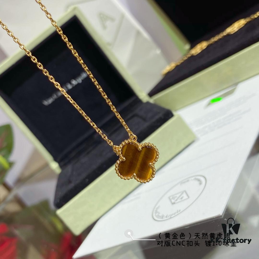 692fc3b799f2d84055c886c9 Authentic CNC Buckle V Gold Plated Mimi Gold Thick Chain High-End Craftsmanship Vca Natural Yellow Tiger's Eye Four-Leaf Clover Necklace