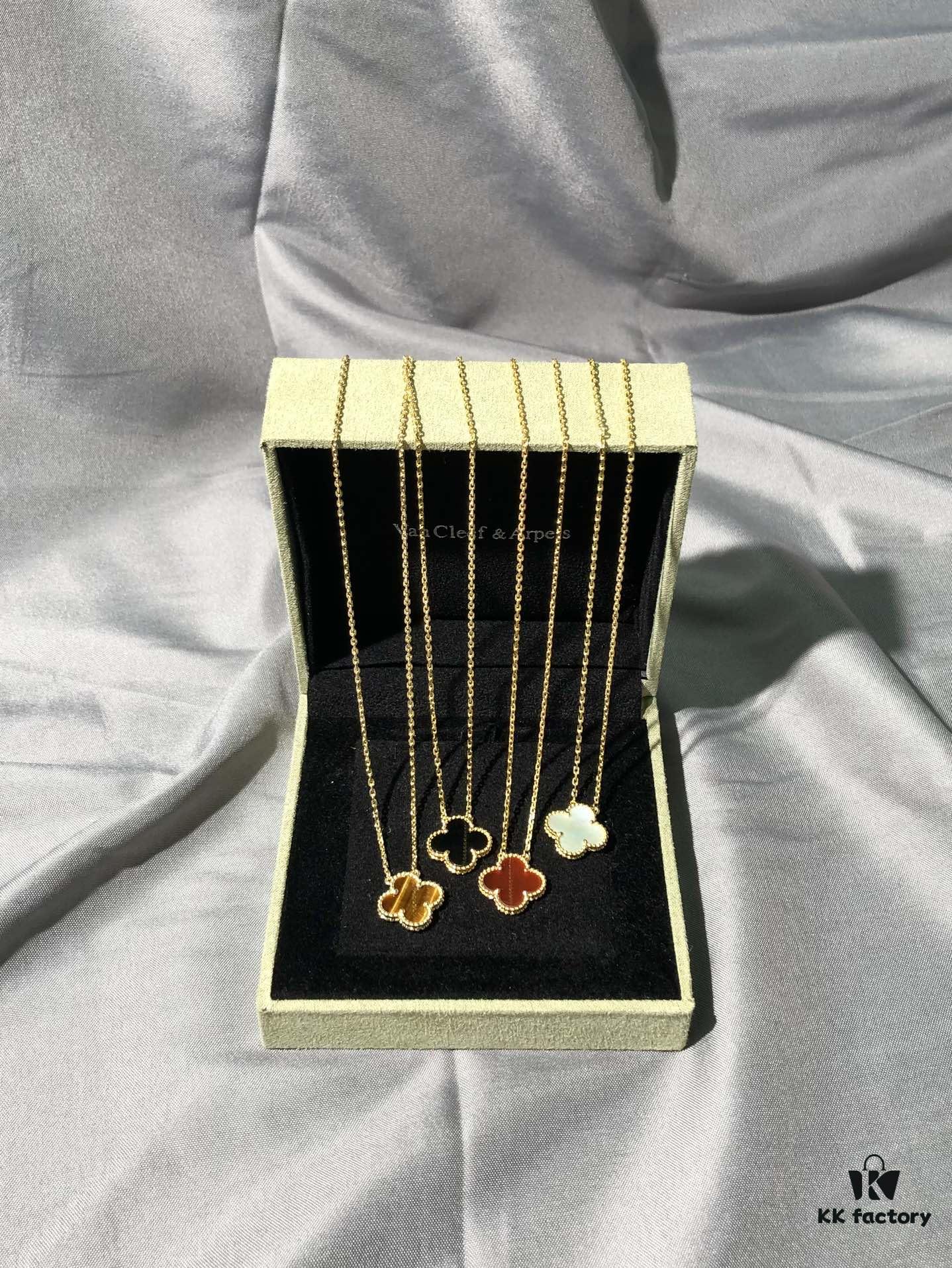 Necklace · Gold Series: Tiger's Eye Four-Leaf Clover / White Mother-of-Pearl Four-Leaf Clover / Red Carnelian Four-Leaf Clover / Black Onyx Four-Leaf Clover