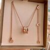 Bvlgari Openwork Diamond-Paved Necklace in S925 Sterling Silver with Thick Gold Plating