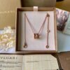 Bvlgari Openwork Diamond-Paved Necklace in S925 Sterling Silver with Thick Gold Plating
