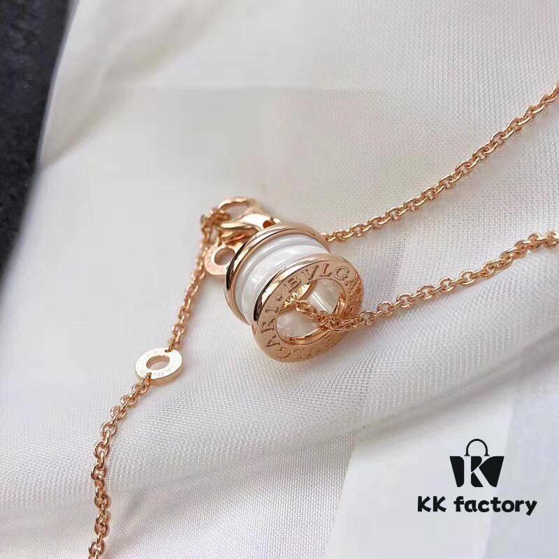692fc3c699f2d84055c886e3 Classic Bestseller Bvlgari B.Zero1 Series Rose Gold and White Ceramic Necklace