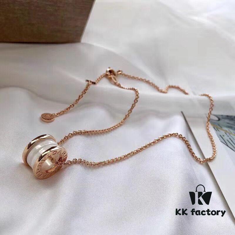 692fc3c799f2d84055c886e4 Classic Bestseller Bvlgari B.Zero1 Series Rose Gold and White Ceramic Necklace