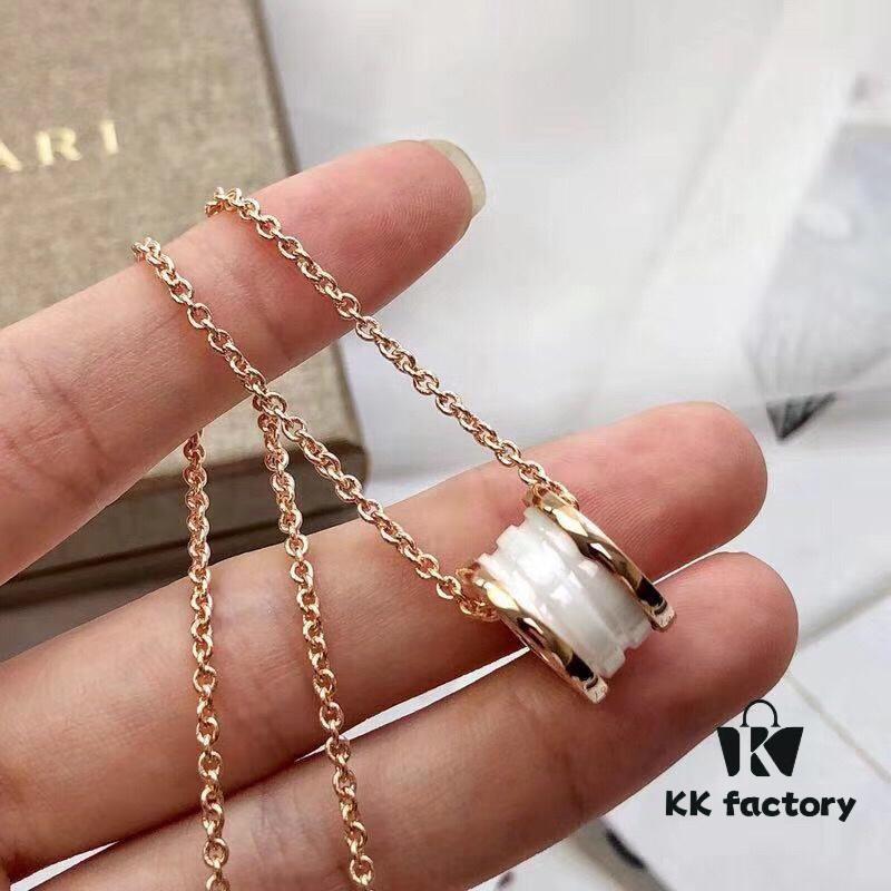 692fc3c899f2d84055c886e7 Classic Bestseller Bvlgari B.Zero1 Series Rose Gold and White Ceramic Necklace