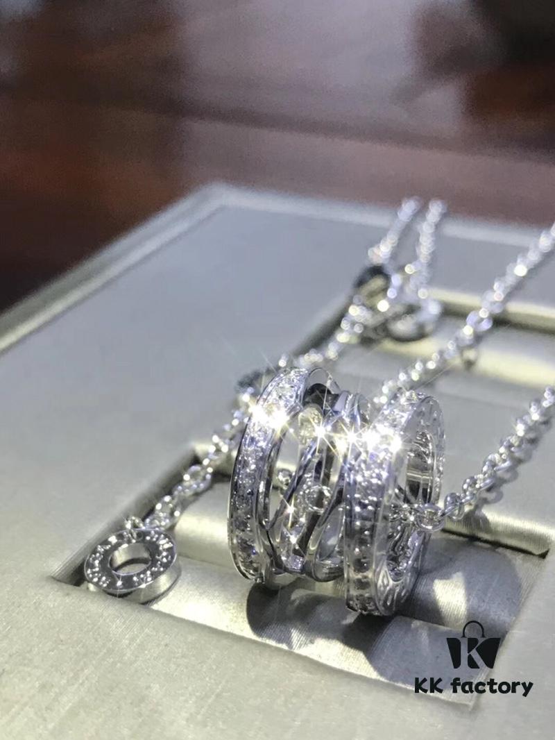 692fc3ce99f2d84055c886ee Bvlgari Diamond-Paved Double Chain Necklace in White and Rose Gold