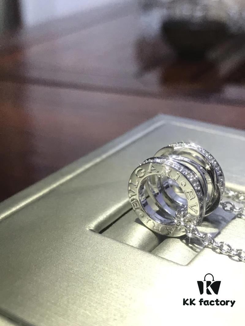 692fc3ce99f2d84055c886f1 Bvlgari Diamond-Paved Double Chain Necklace in White and Rose Gold