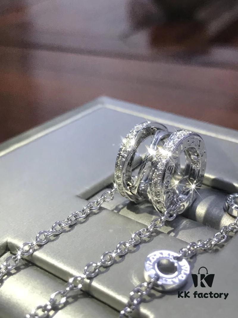 692fc3cf99f2d84055c886f2 Bvlgari Diamond-Paved Double Chain Necklace in White and Rose Gold