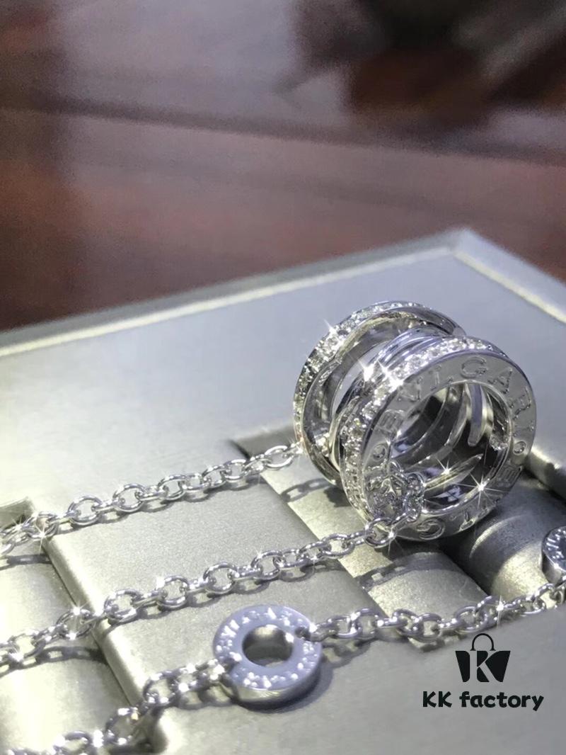 692fc3d099f2d84055c886f5 Bvlgari Diamond-Paved Double Chain Necklace in White and Rose Gold