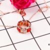 692fc3d999f2d84055c88709 Bulgari BVLGARI 2018 Red Agate and White Agate Diamond-Paved Snake Bone Pendant Necklace