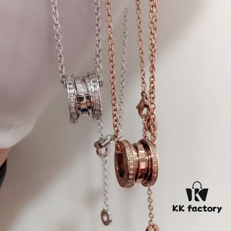 BVLGARI Bvlgari Spring Necklace with and without Diamonds CNC Precision Carved High Version 1:1 Craftsmanship Available in White Gold and Rose Gold