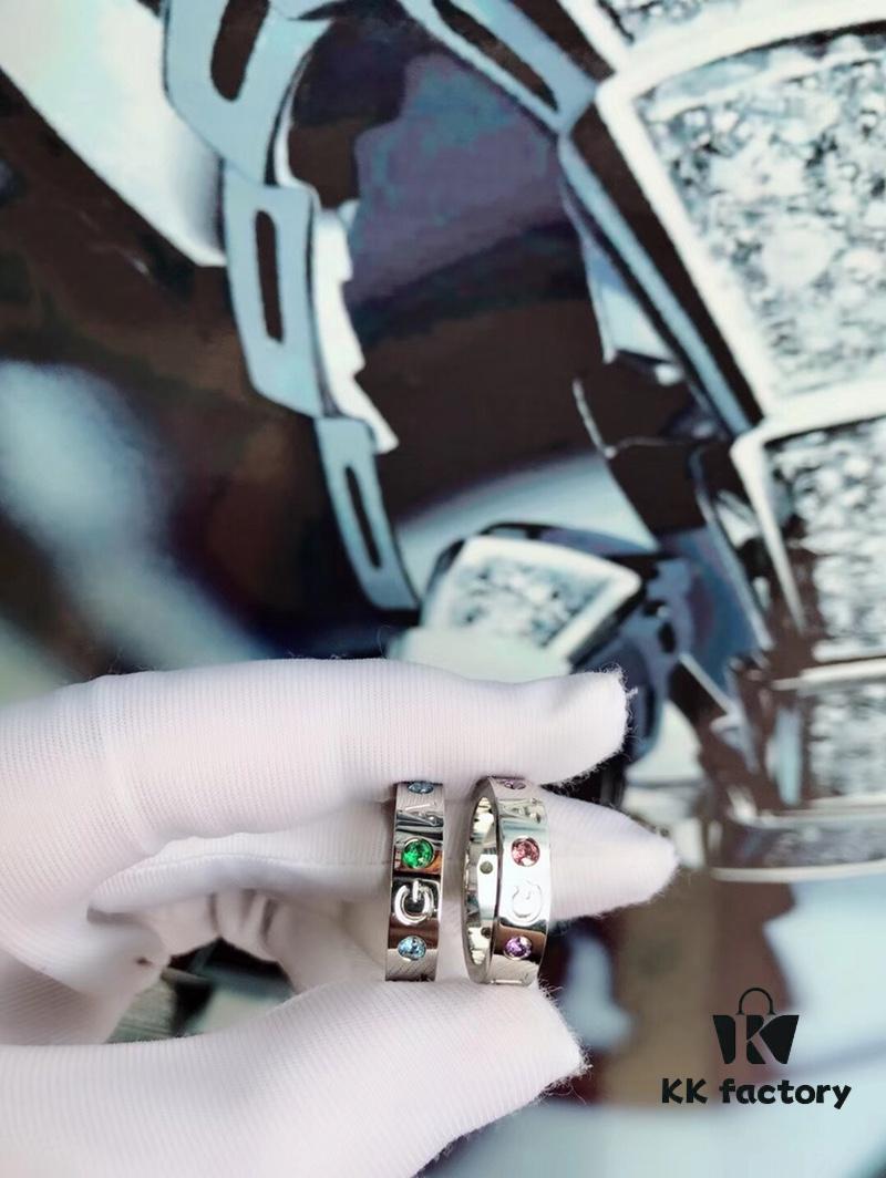 Bvlgari Amethyst and Pink Green Crystal and Blue Tourmaline Ring, High Version