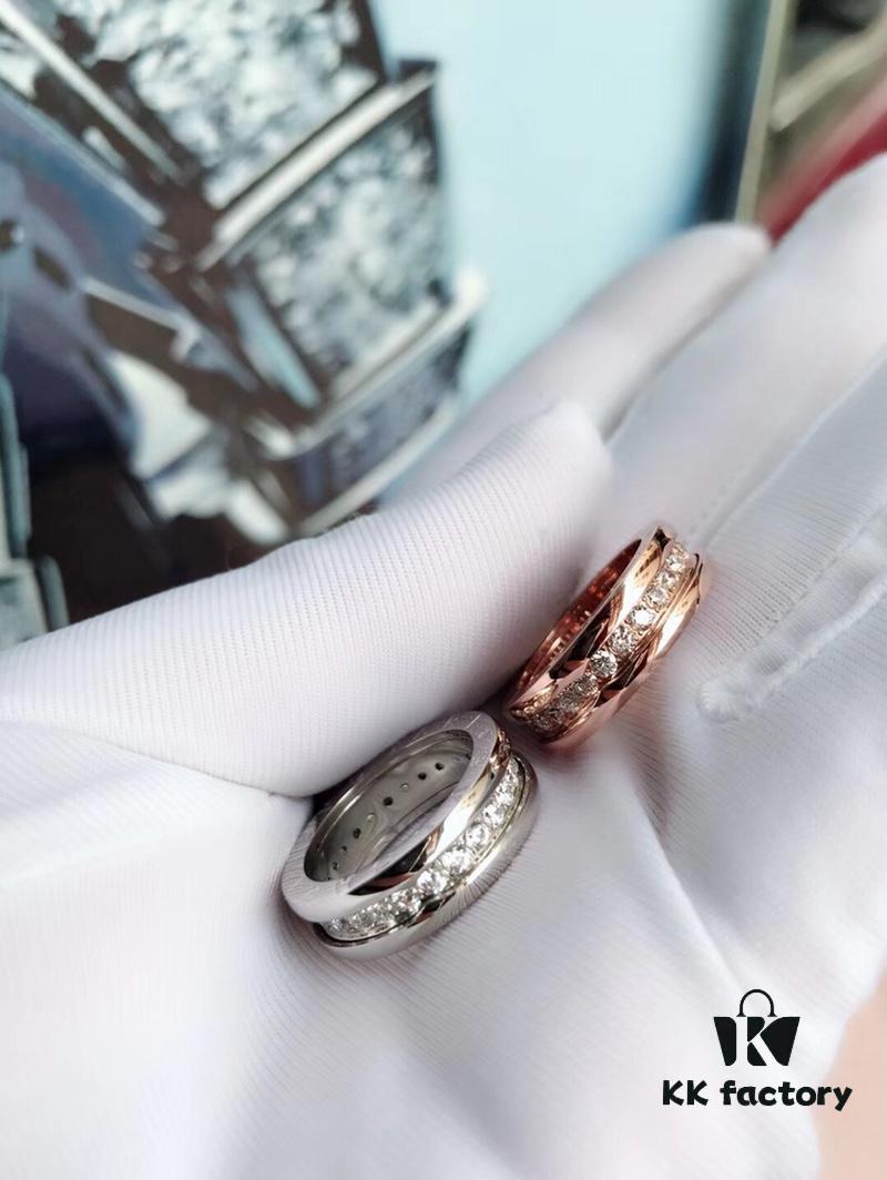 692fc3e799f2d84055c88728 BVLGARI New CNC-Paved Diamond Carved Ring in White and Rose Gold