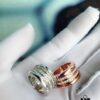 692fc3ea99f2d84055c8872b BVLGARI New Three-Ring Wide CNC Inlaid Diamond-Cut Ring in White and Rose Gold, Black Ceramic Inlay