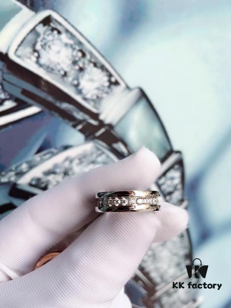 692fc3eb99f2d84055c8872d BVLGARI New CNC-Paved Diamond Carved Ring in White and Rose Gold