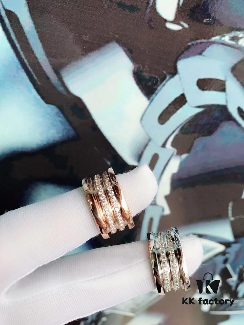 692fc3ec99f2d84055c88730 BVLGARI New Three-Ring Wide CNC Inlaid Diamond-Cut Ring in White and Rose Gold, Black Ceramic Inlay