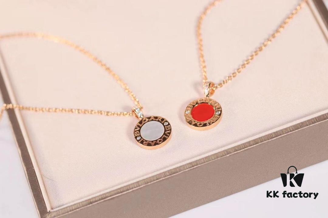 692fc40099f2d84055c88755 Bvlgari Double-Sided Pendant Necklace with Natural Stone – One Side Red Agate, One Side White Mother-of-Pearl