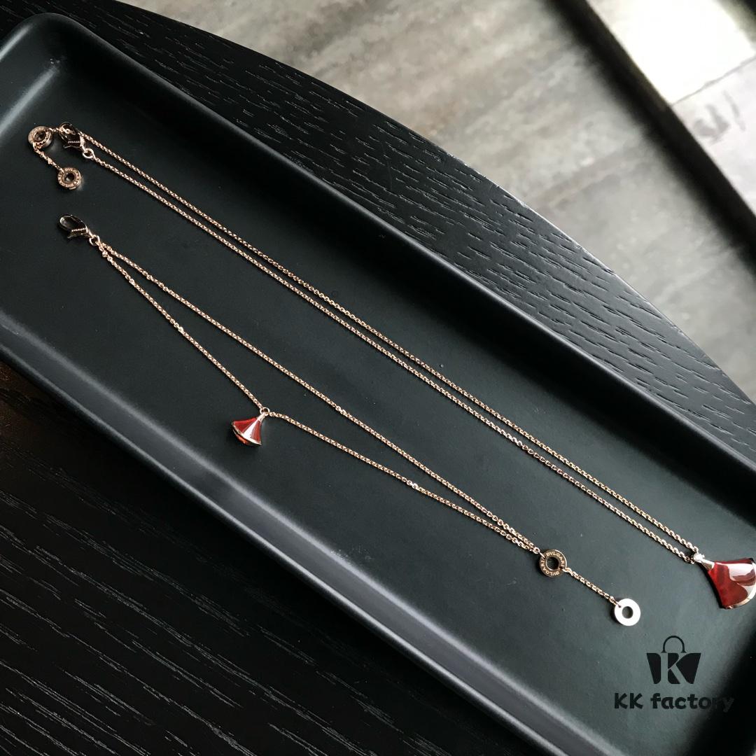 692fc40899f2d84055c88762 BVLGARI Bulgari Diva Series Skirt Dress Necklace and Bracelet Set - High-End Custom Red Carnelian Fan Collection, 18K Rose Gold/White Gold Plated Premium Alloy with Sparkling Faux Diamonds