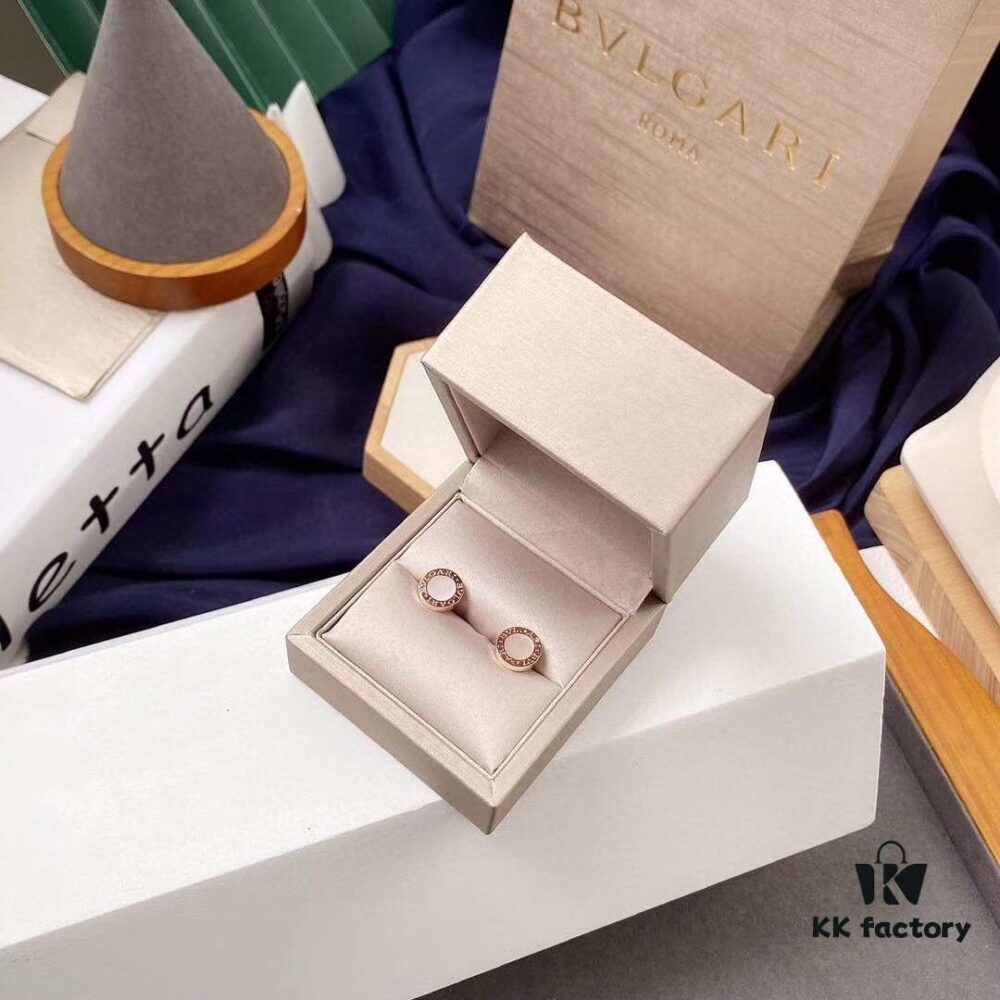 Bvlgari Bulgari Round Disc Stud Earrings, Classic Unisex Design, Same Style as Jing Boran