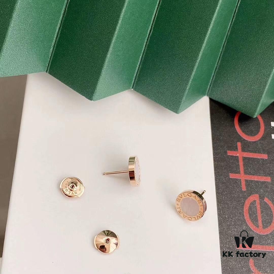 Bvlgari Bulgari Round Disc Stud Earrings, Classic Unisex Design, Same Style as Jing Boran
