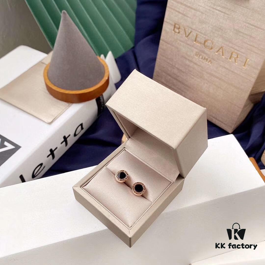 Bvlgari Bulgari Round Disc Stud Earrings, Classic Unisex Design, Same Style as Jing Boran