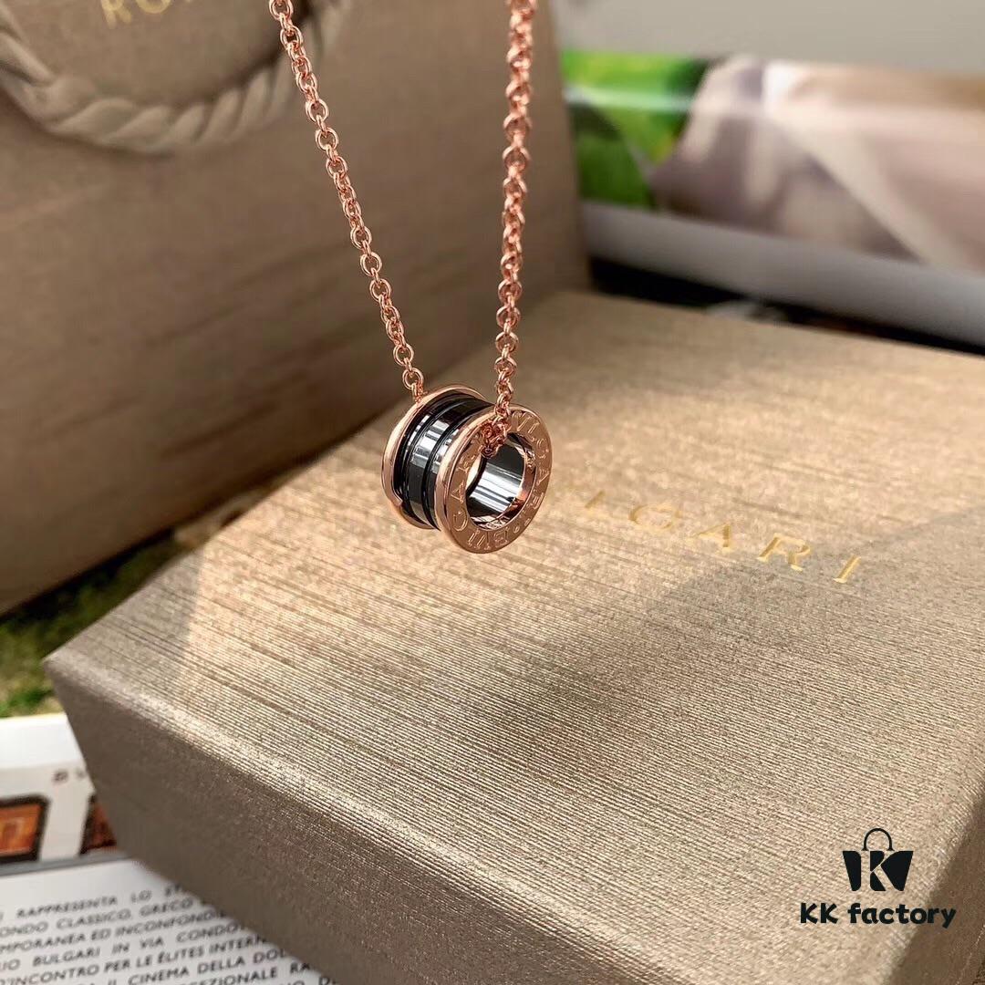 692fc41f99f2d84055c88785 Bvlgari B.ZERO1 Series Necklace in Rose Gold with Black Ceramic Spiral Pendant