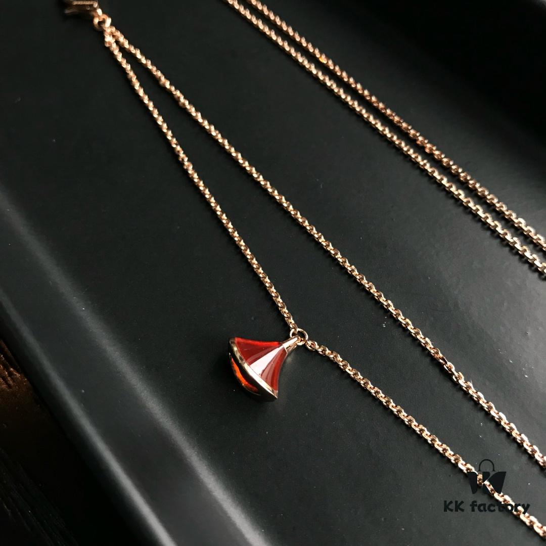 692fc42599f2d84055c8878e BVLGARI Bulgari Diva Series Skirt Dress Necklace and Bracelet Set - High-End Custom Red Carnelian Fan Collection, 18K Rose Gold/White Gold Plated Premium Alloy with Sparkling Faux Diamonds