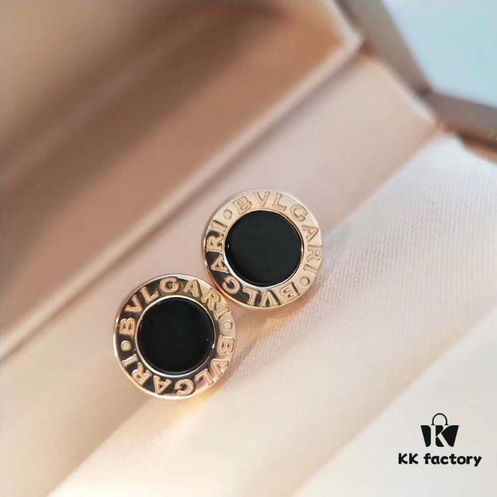 Bvlgari Bulgari Coin Stud Earrings, Timeless Classic Unisex Design, Same Style as Jing Boran