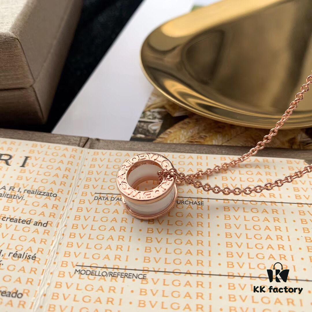 692fc42899f2d84055c88795 Exclusive In-Stock! White Ceramic Necklace Bvlgari B.ZERO1 Series Necklace with Rose Gold Chain Featuring Black Ceramic Spiral Pendant