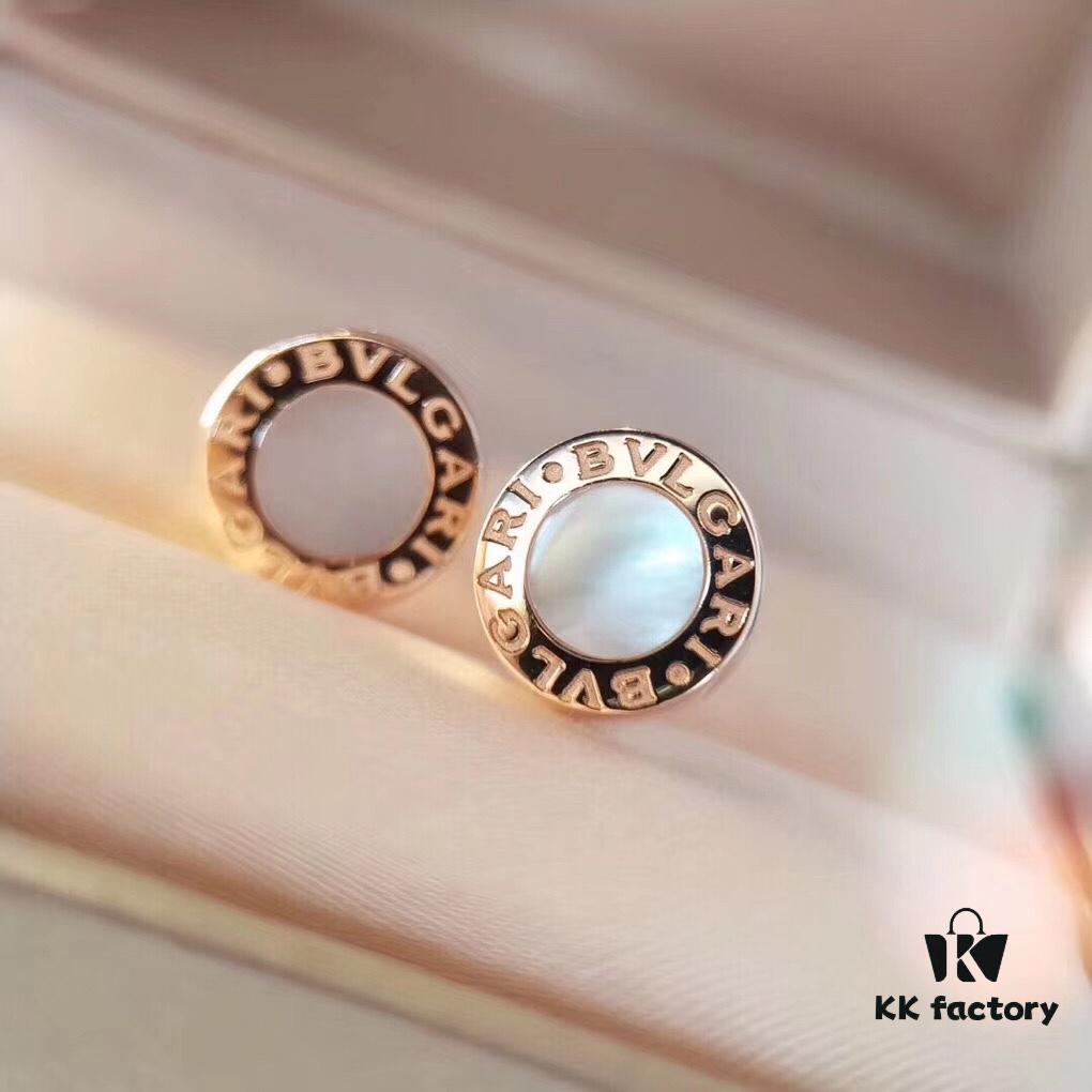 Bvlgari Bulgari Coin Stud Earrings, Timeless Classic Unisex Design, Same Style as Jing Boran