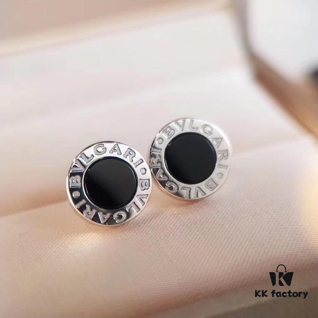 Bvlgari Bulgari Coin Stud Earrings, Timeless Classic Unisex Design, Same Style as Jing Boran